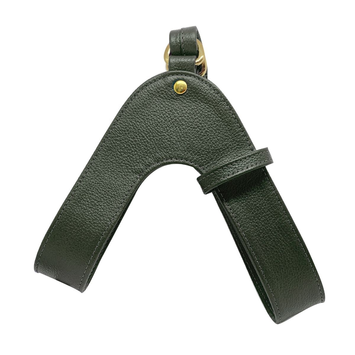 Pine green leather dog harness