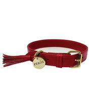 Scarlet red leather dog collar