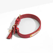 Scarlet red leather dog collar