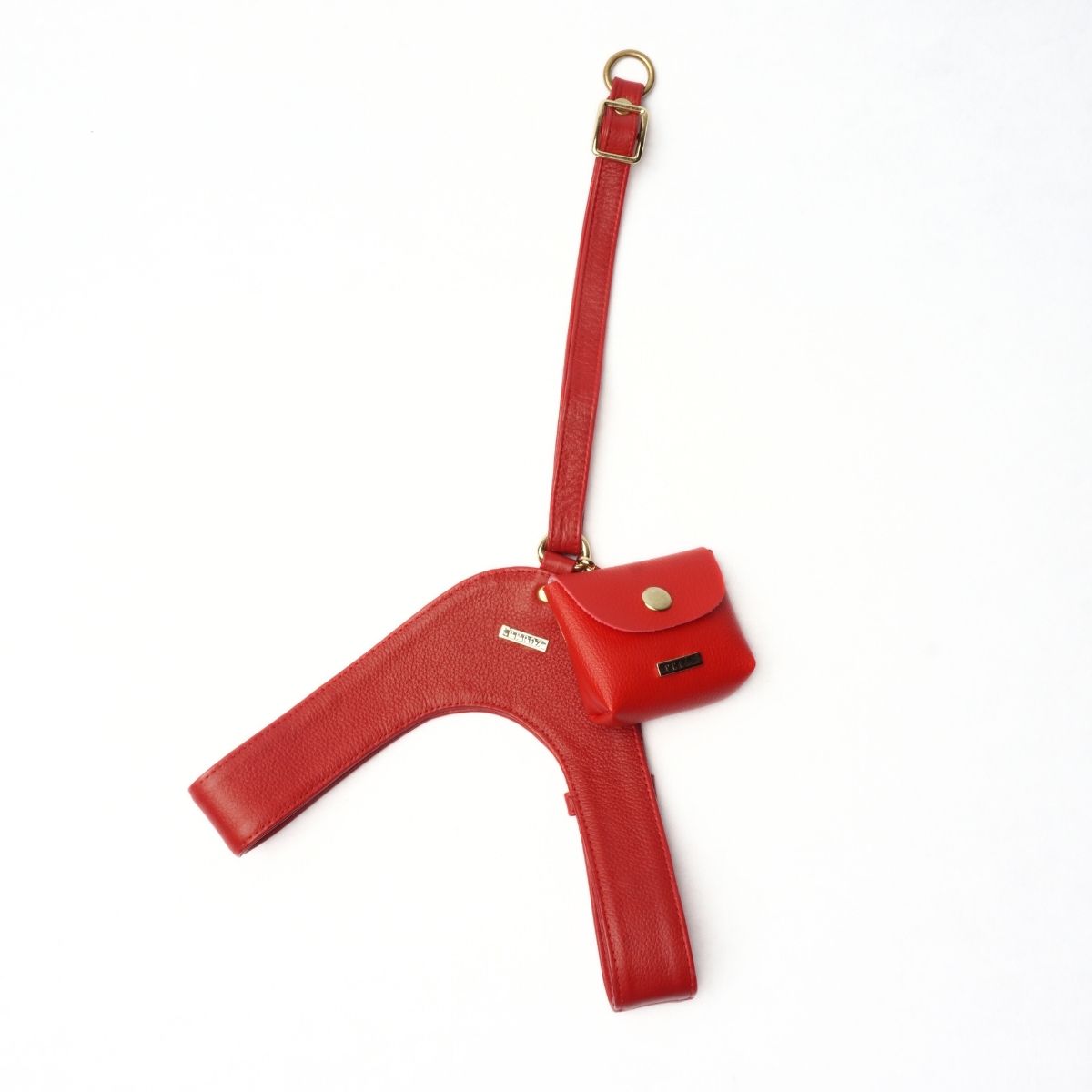 Scarlet red leather dog harness