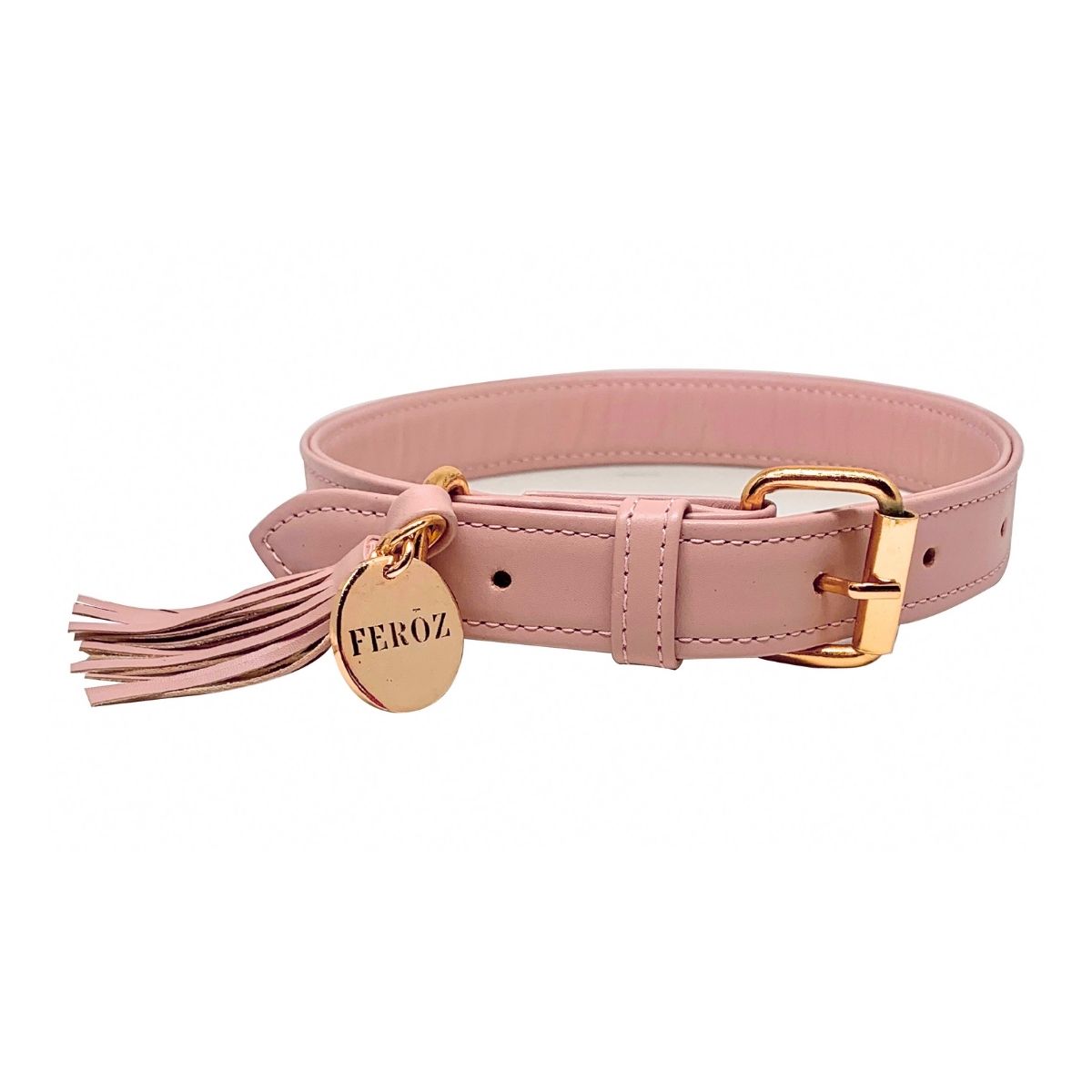 Dusty rose leather dog collar