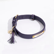 Aubergine leather dog collar