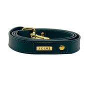 Pine green leather leash