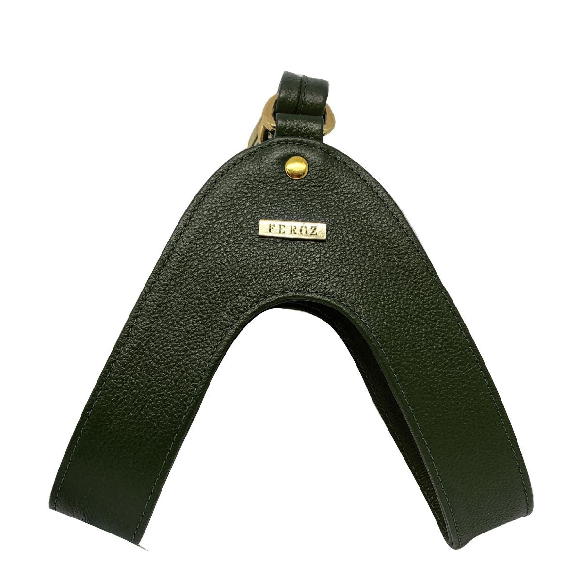 Pine green leather dog harness