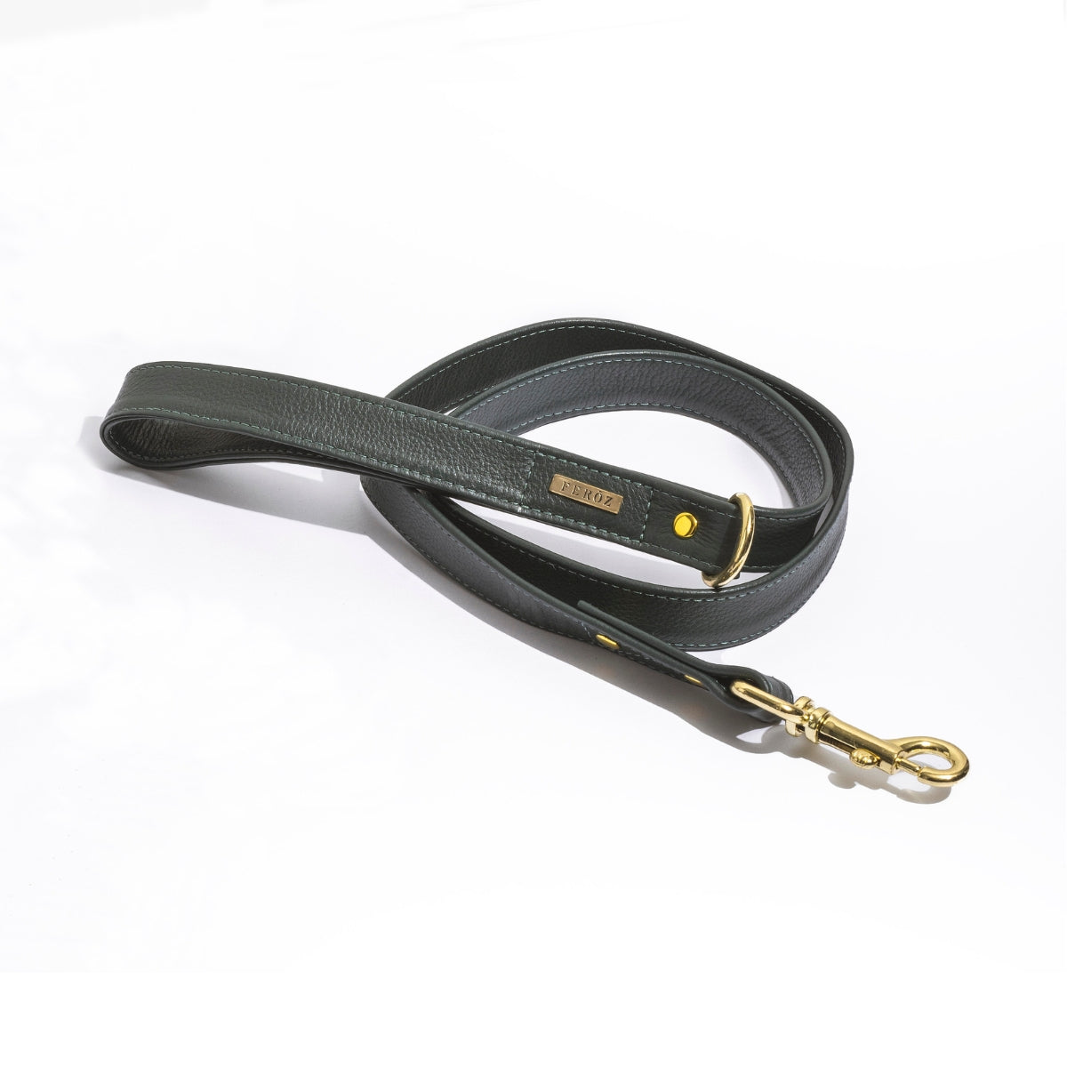 Pine green leather leash