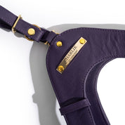 Aubergine leather dog harness