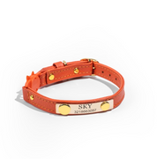 Orange leather cat collar