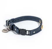 Navy Blue leather cat collar