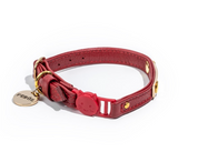 Scarlet red leather cat collar