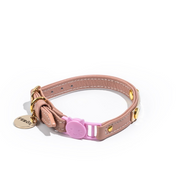 Dusty rose leather cat collar