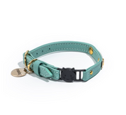 Light blue leather cat collar