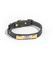 Pine green leather cat collar