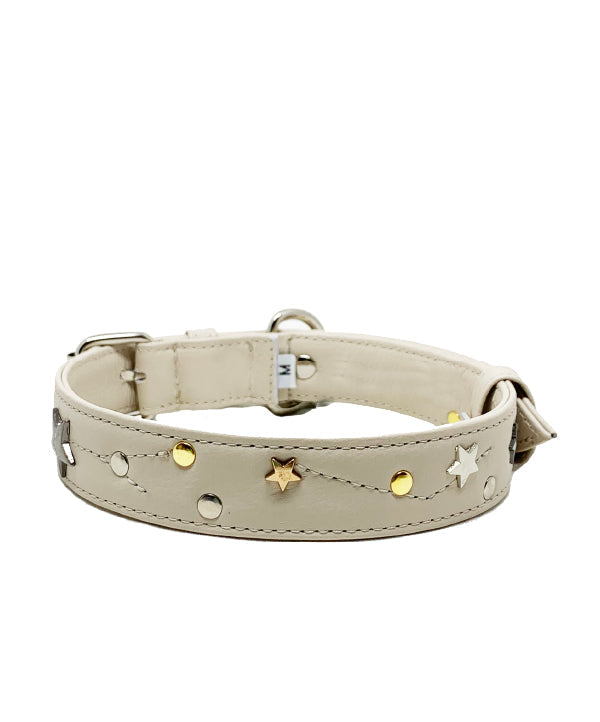 Beige Astral leather dog collar
