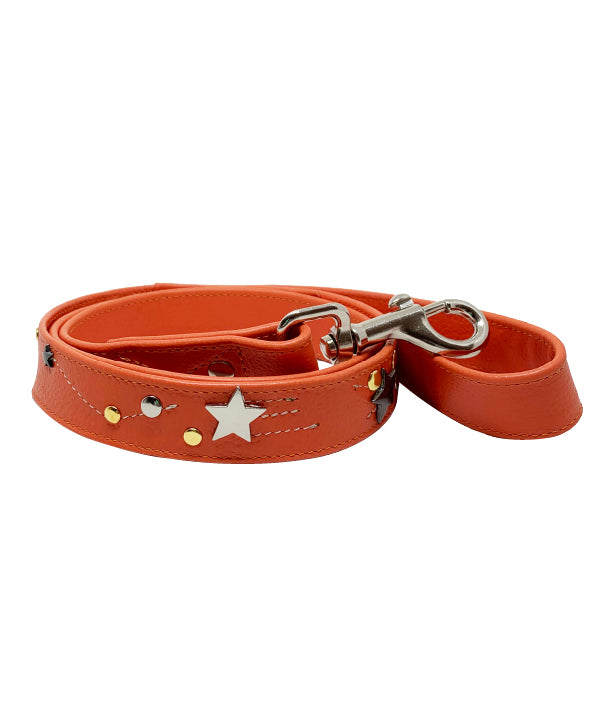 Orange Astral leather dog leash