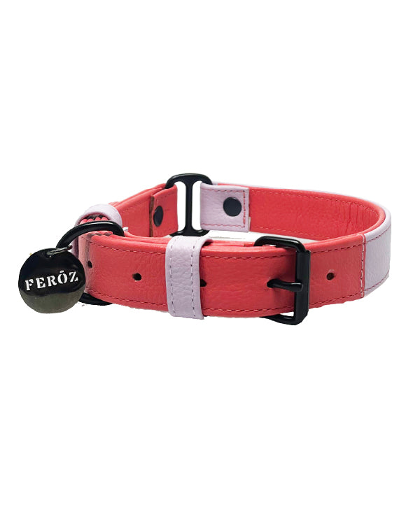Salmon - lilac Dog Leather collar