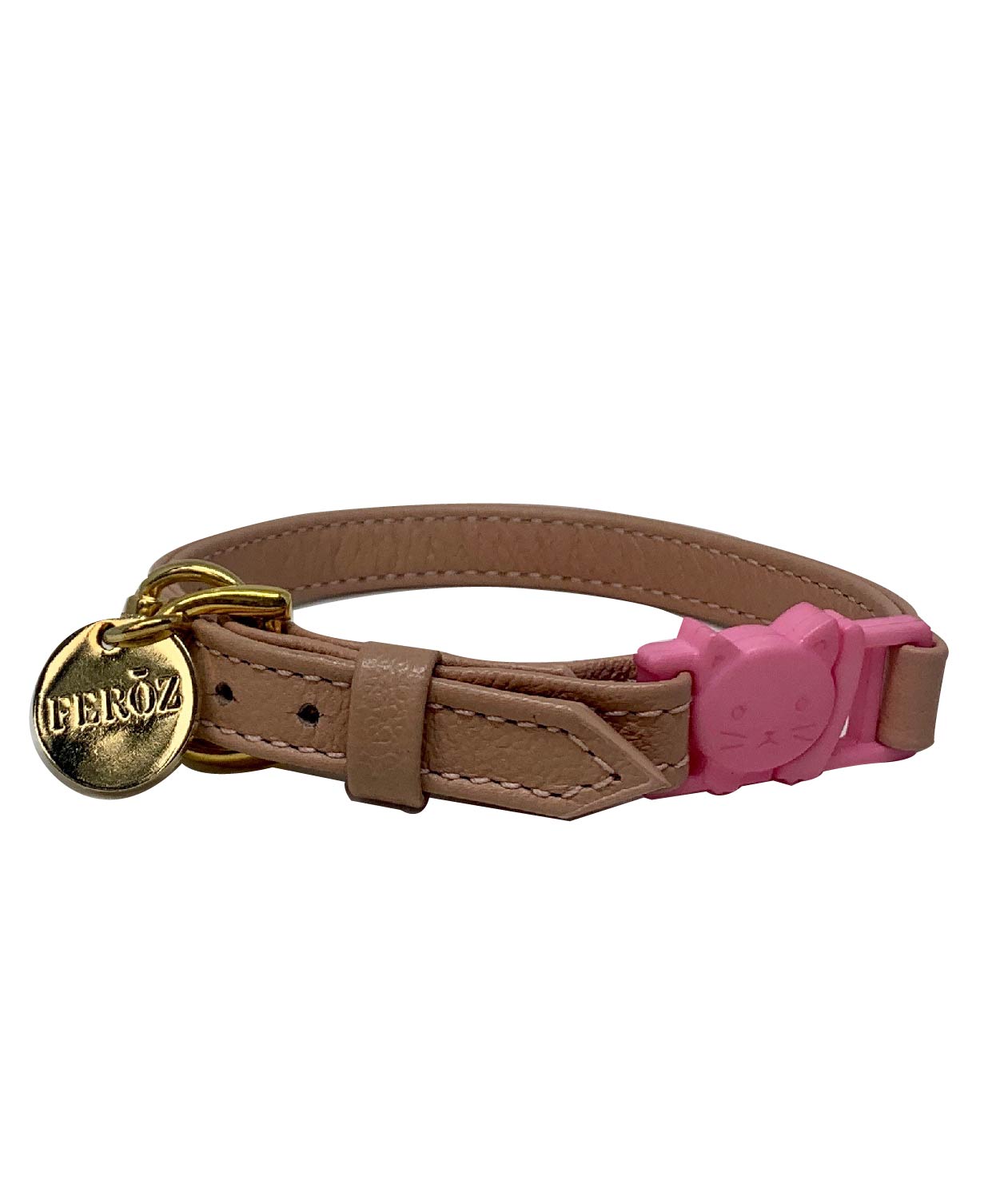Dusty rose leather cat collar