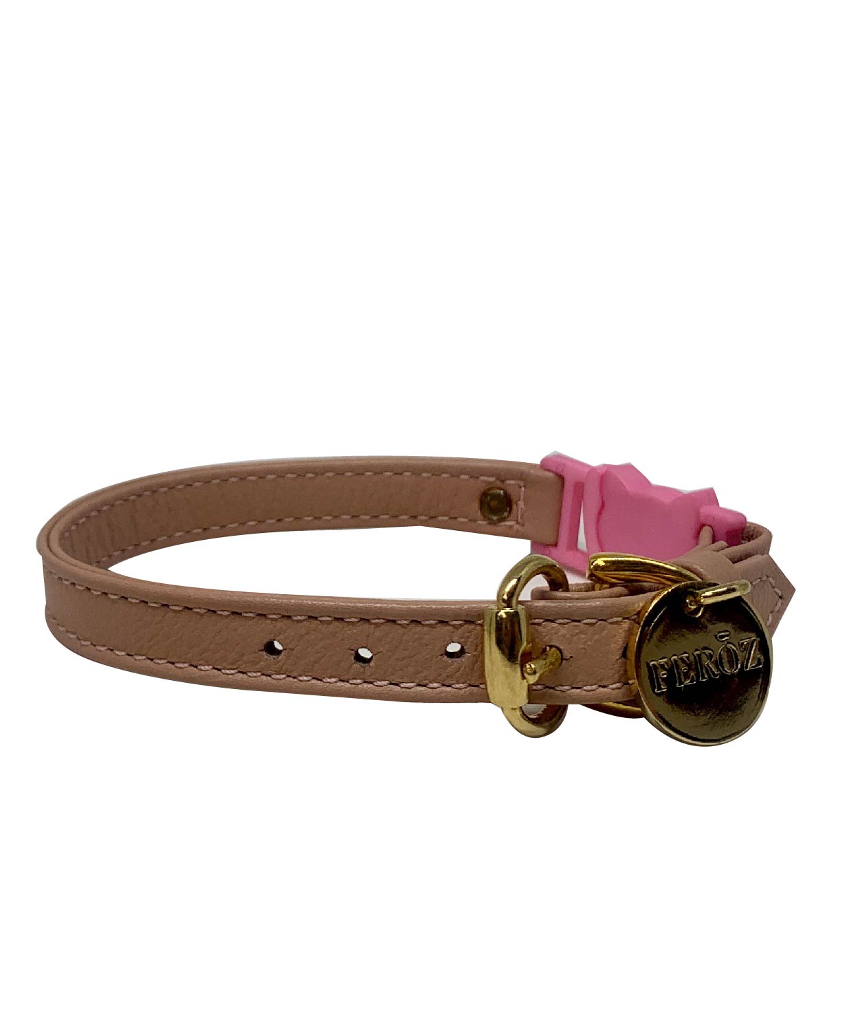 Dusty rose leather cat collar