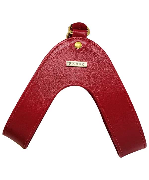 Scarlet red leather dog harness
