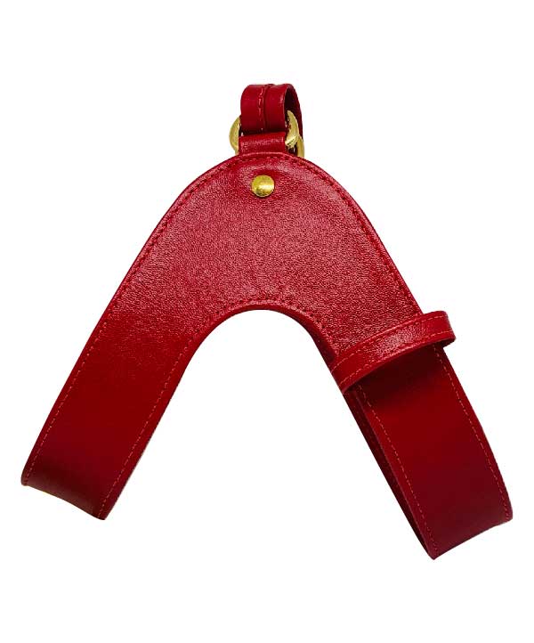 Scarlet red leather dog harness