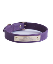 Aubergine leather dog collar