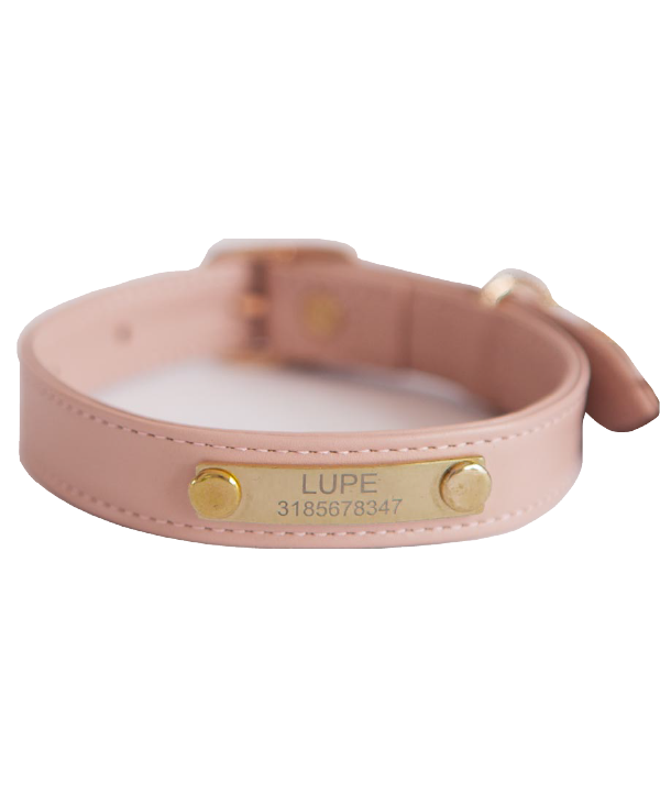 Dusty rose leather dog collar